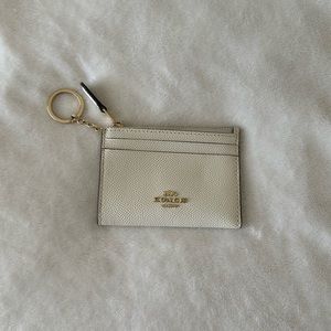 cream color coach mini id case wallet 🤍